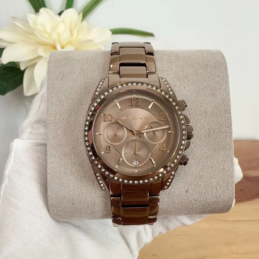 NWT Michael Kors Blair Chronograph‎ Brown Stainless Steel Watch MK6764